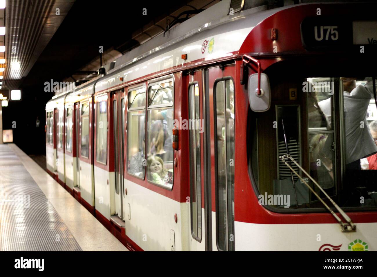 An underground train at station Stock Photo - Alamy