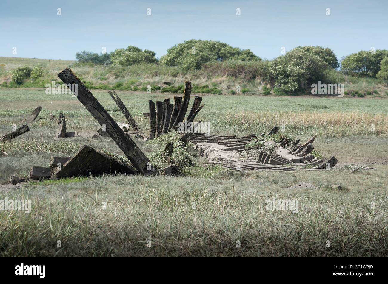 A Ships old wooden hull Stock Photo