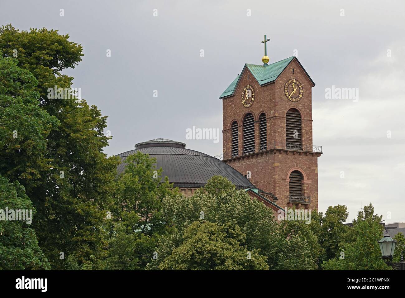 St. Stephen's church tower in Karlsruhe Stock Photo