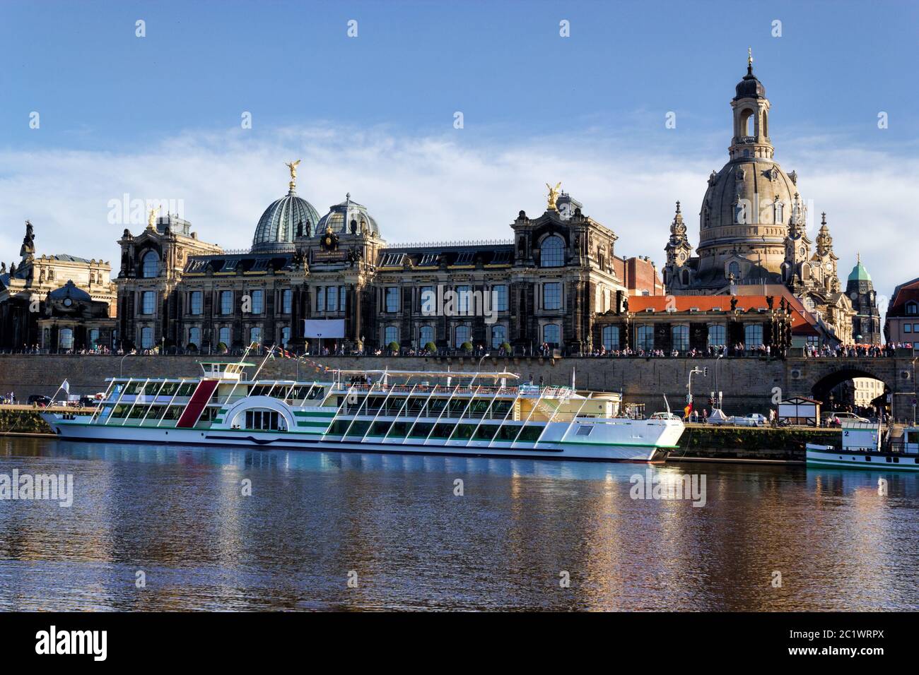 Dresden Elbe Panorama Stock Photo