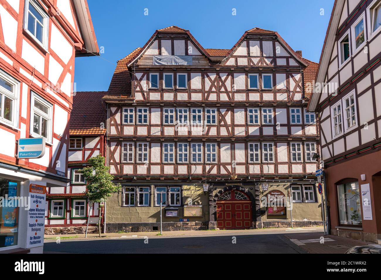 Fachwerkhäuser in der Altstadt, Witzenhausen , Hessen, Deutschland  |  timber framed houses in the old part of town, Witzenhausen, Hesse, Germany Stock Photo