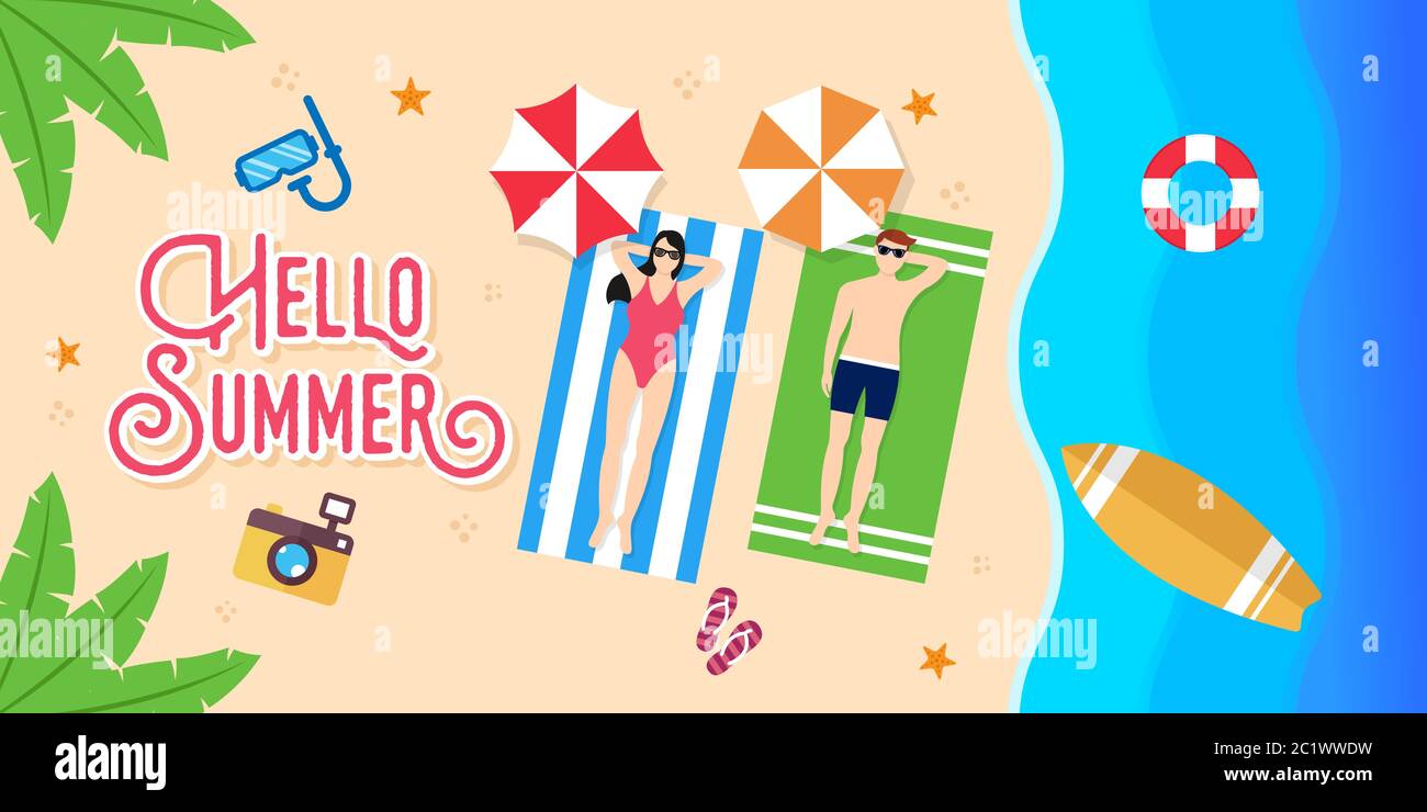 Summer Holiday on the beach Vector Illustration. Summer vacation Vector ...