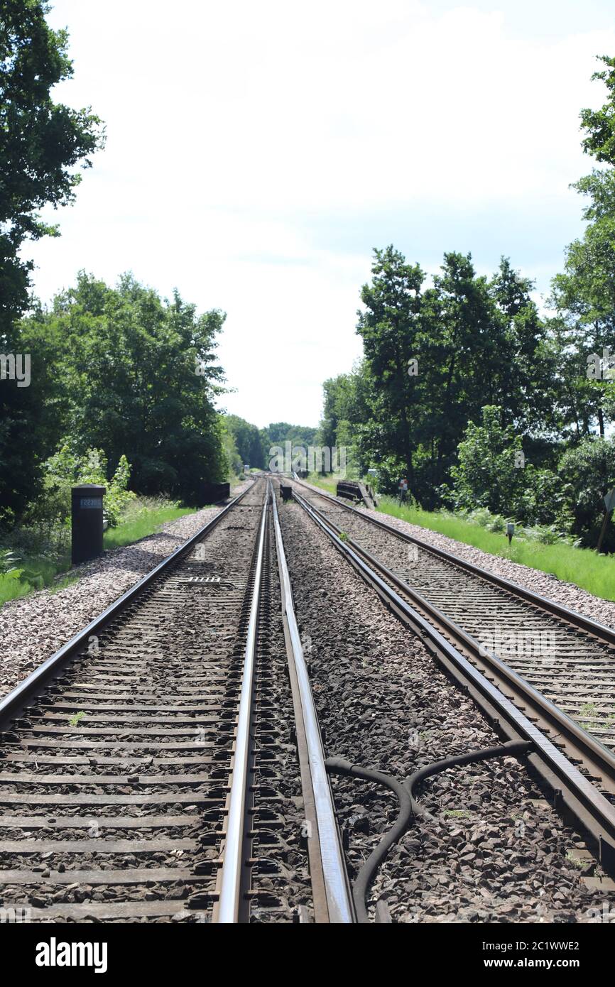 Train tracks into distance countryside hires stock photography and