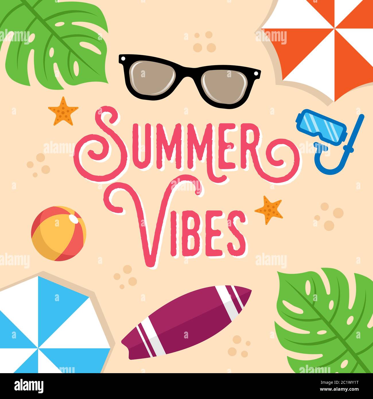 Summer Holiday on the beach Vector Illustration. Summer vacation Vector ...