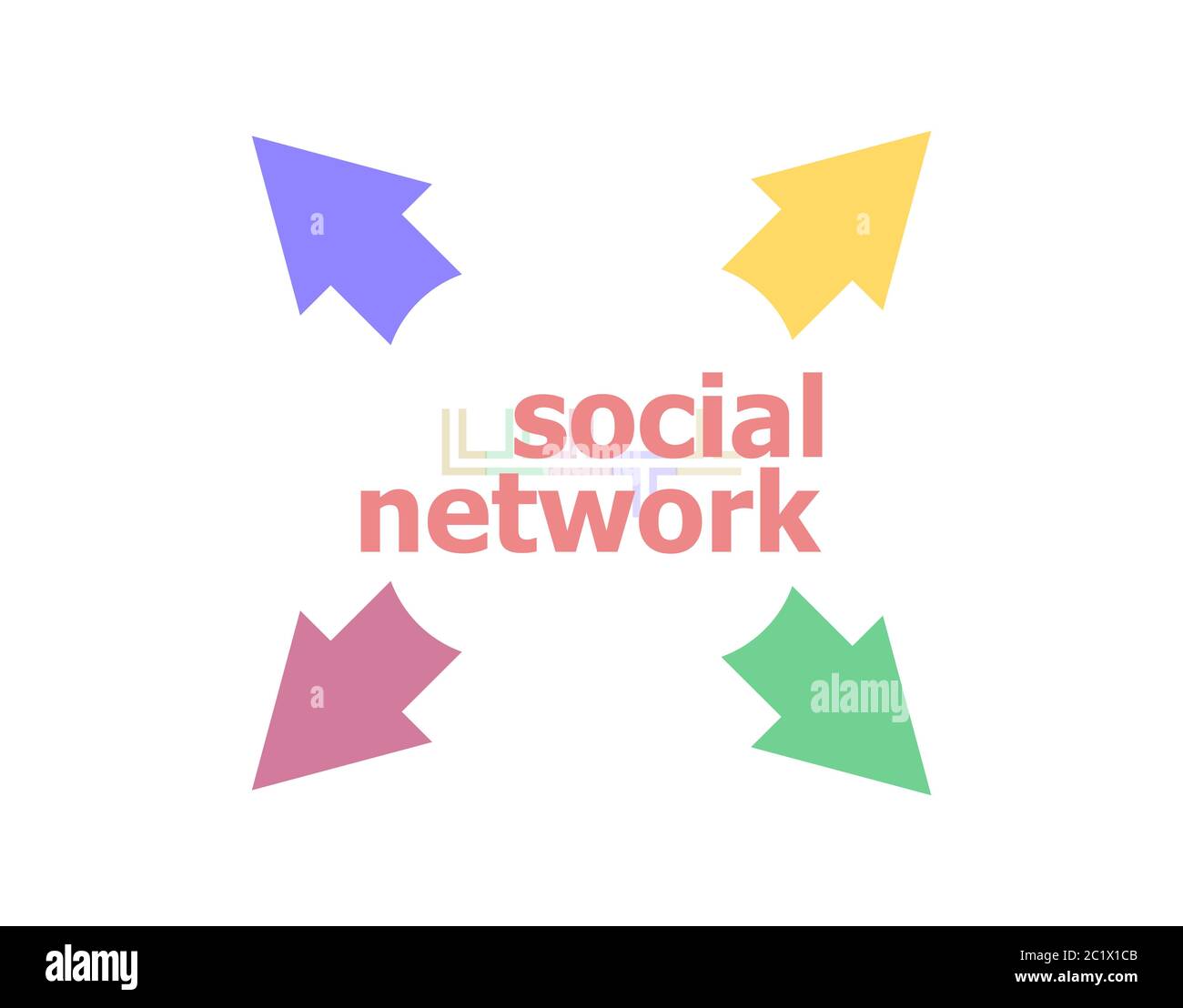 Text Social Network. Social concept . Arrow with word social network