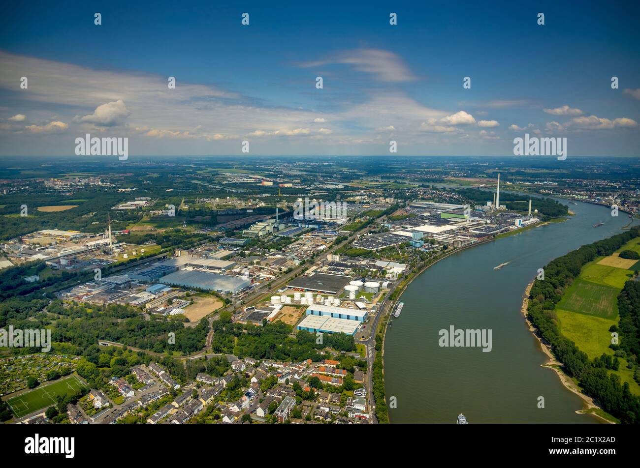 Ford factory at river Rhine in Cologne, 05.06.2020, aerial view, Germany, North Rhine-Westphalia, Rhineland, Cologne Stock Photo