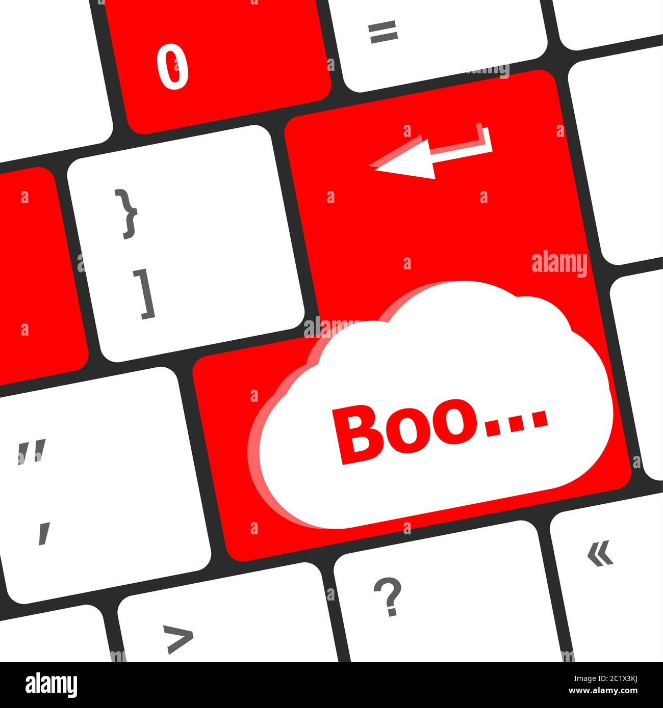 boo word on computer enter keyboard keys Stock Photo