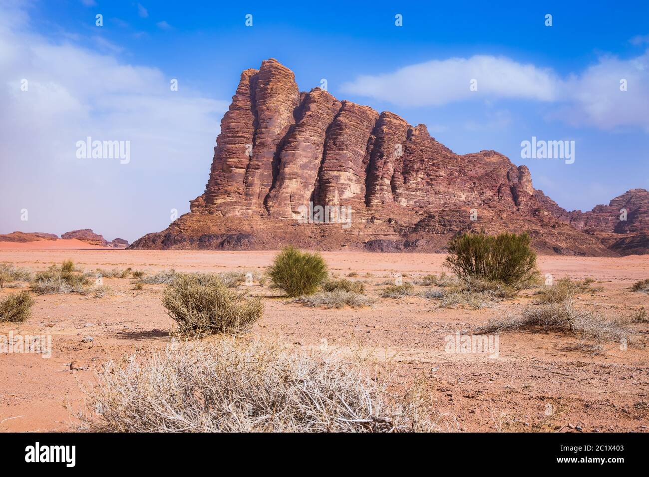 Wadi Rum Desert, Jordan. Seven Pillars of Wisdom Stock Photo