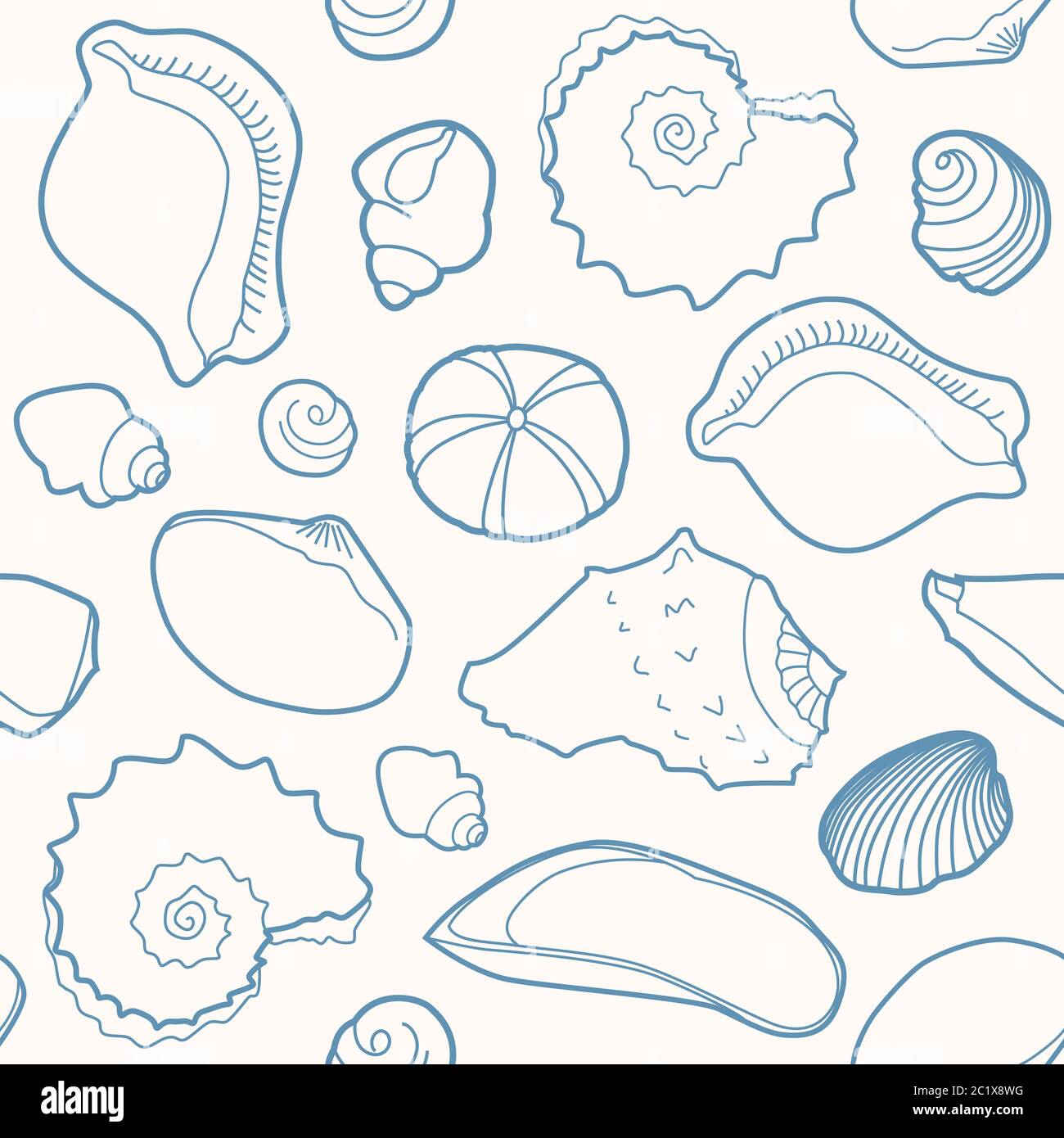 Marine seamless pattern with hand drawn shells Stock Vector Image & Art ...
