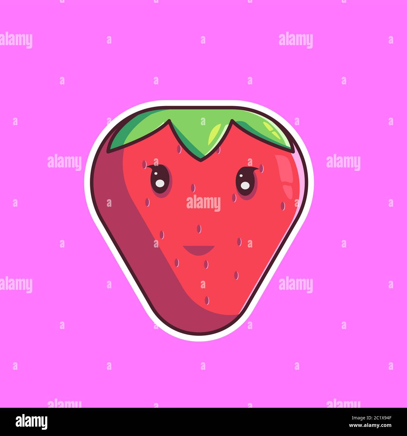 Cute Strawberry Vector Illustration. Flat Cartoon Style Stock Vector