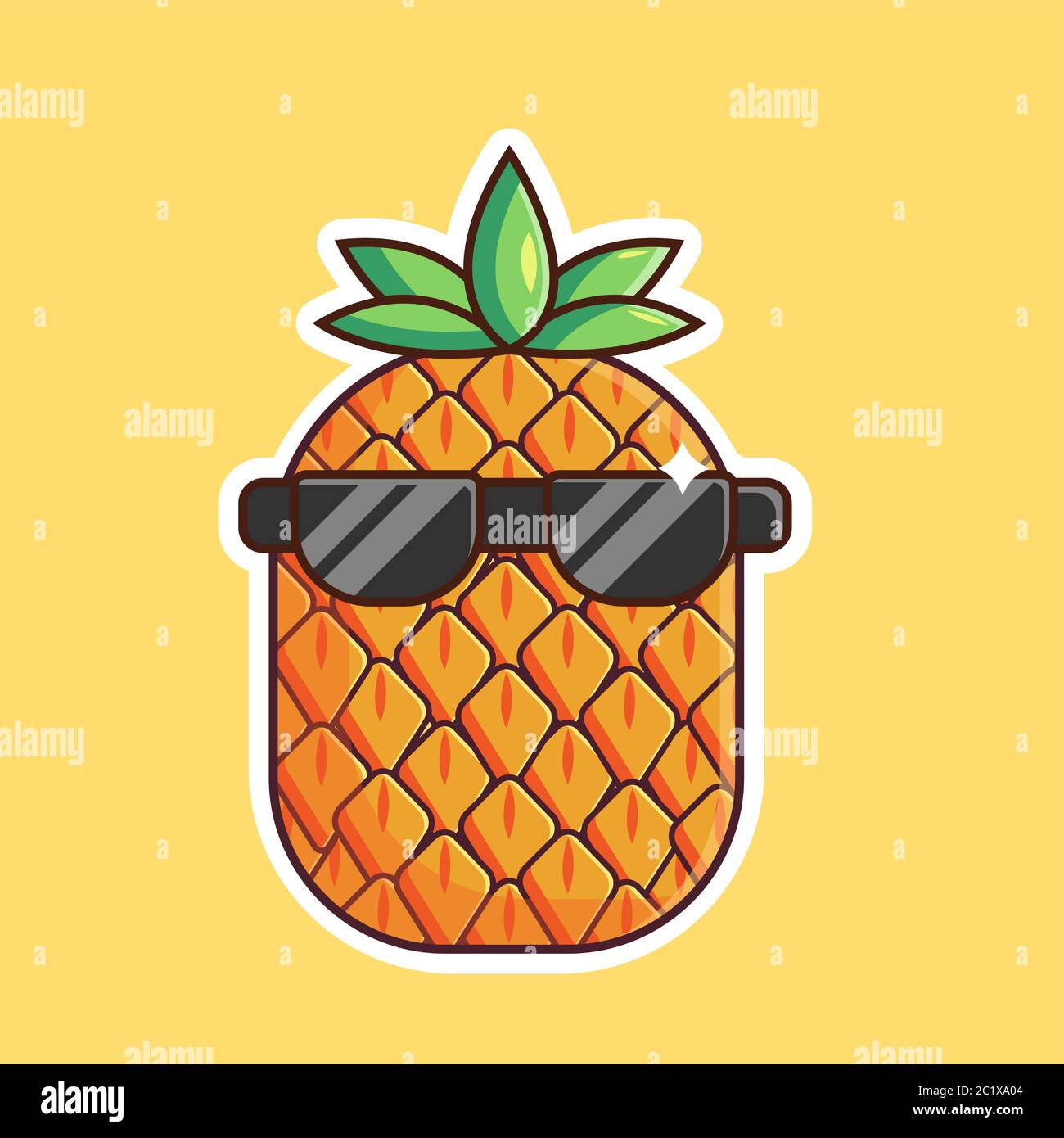 Pineapple Using Sunglasses Vector Illustration. Flat Cartoon Style Stock Vector Image &amp; Art - Alamy