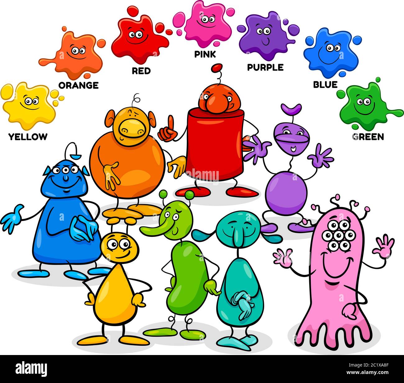 Educational Cartoon Illustration of Basic Colors with Aliens or Fantasy  Characters Group Stock Vector Image & Art - Alamy