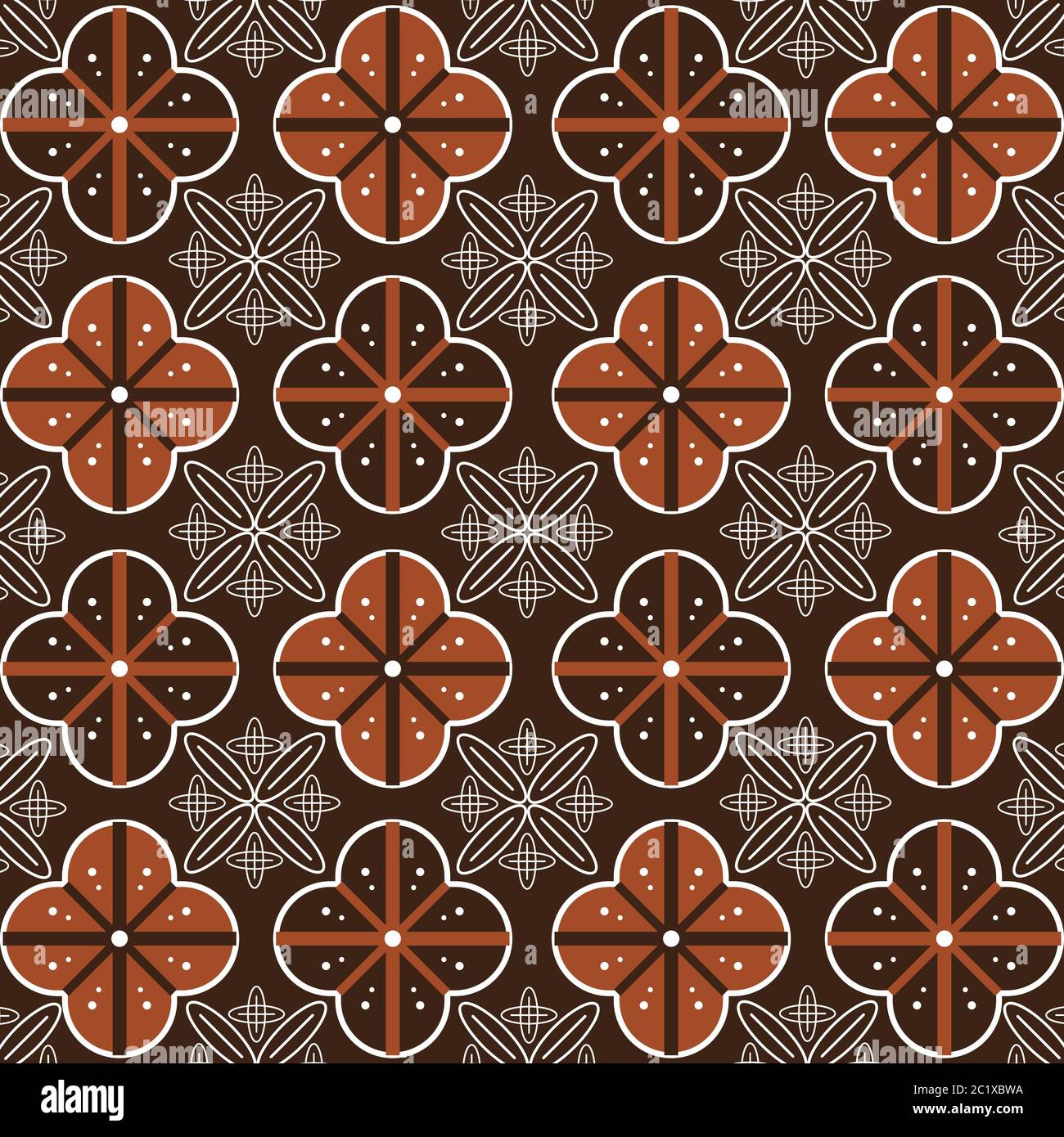 Beautiful flower patterns on Javanese batik with elegant brown color design. Stock Vector