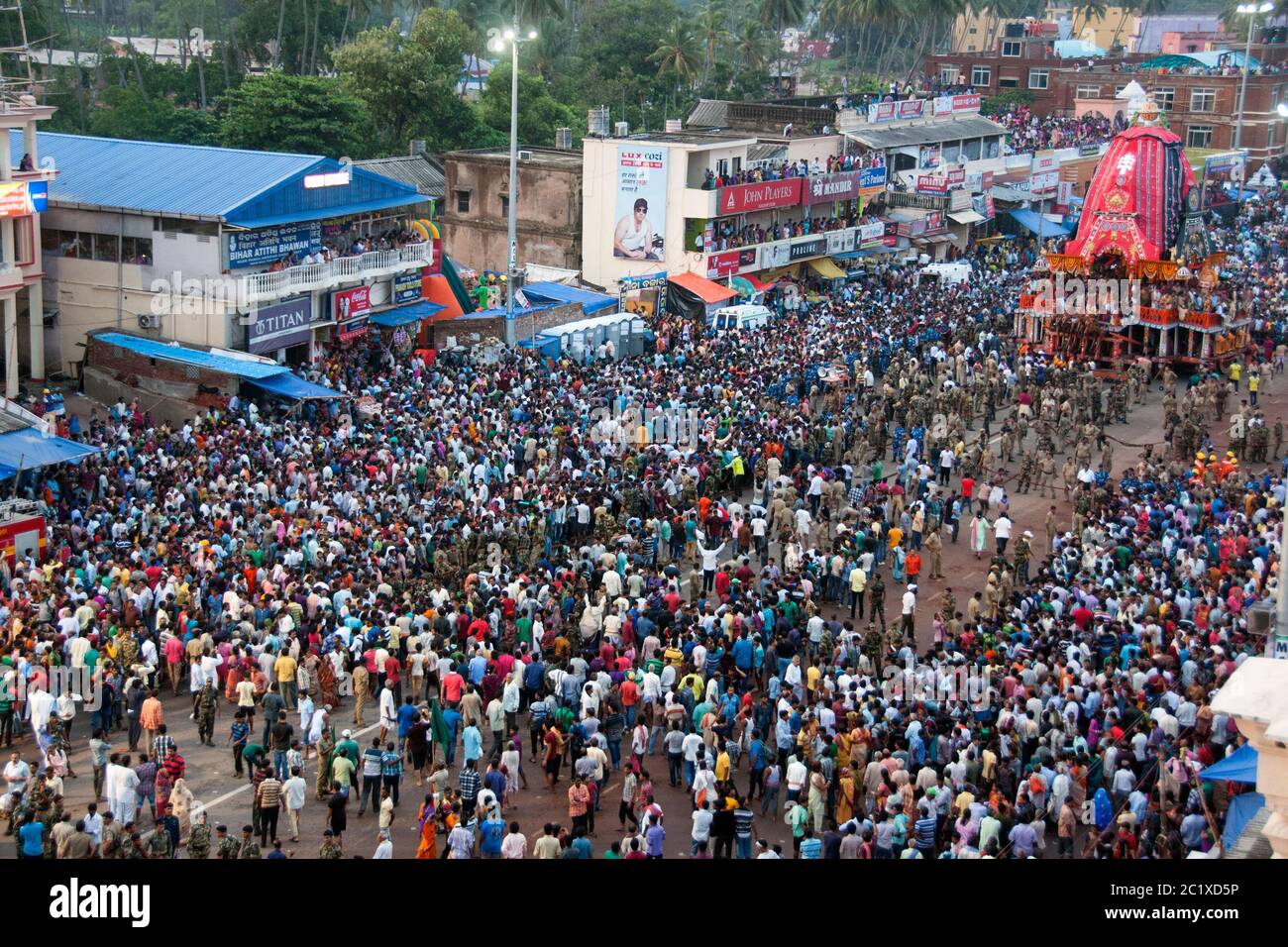 lord jagannath chariot pulled by devotees at puri odisha india Stock Photo