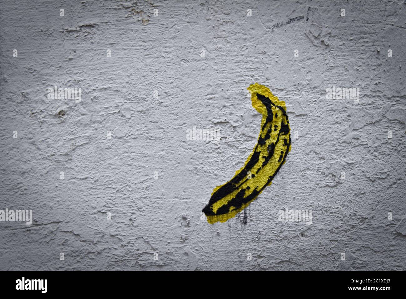 Graffiti of a Banana on a white wall Stock Photo Alamy
