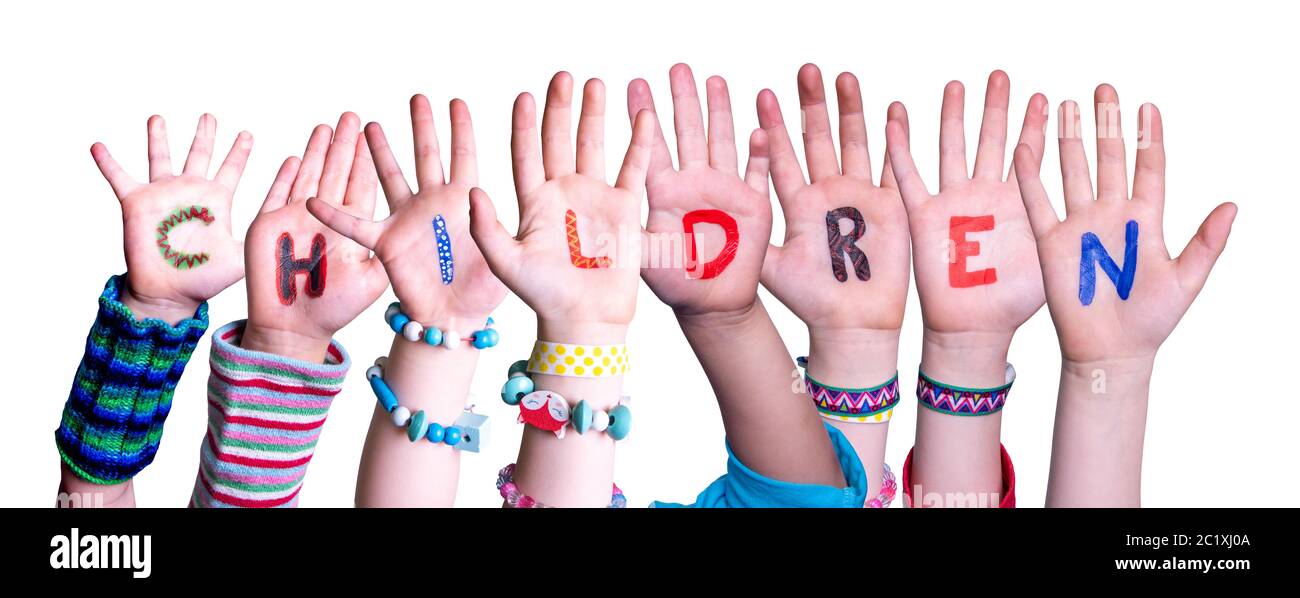 Children Hands Building Word Children, Isolated Background Stock Photo ...