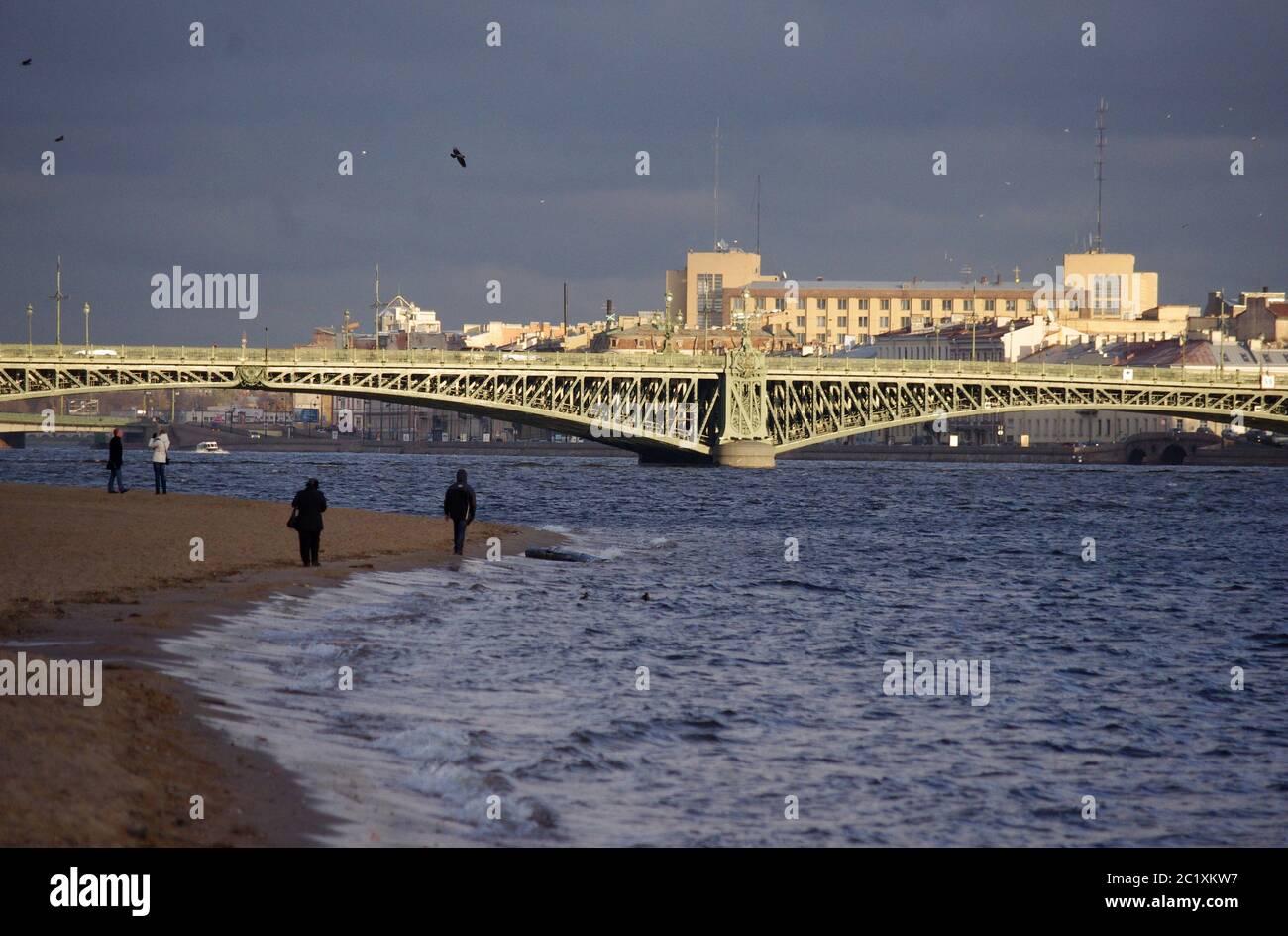 Trinity bridge and the Neva river in Saint Petersburg. Stock Photo