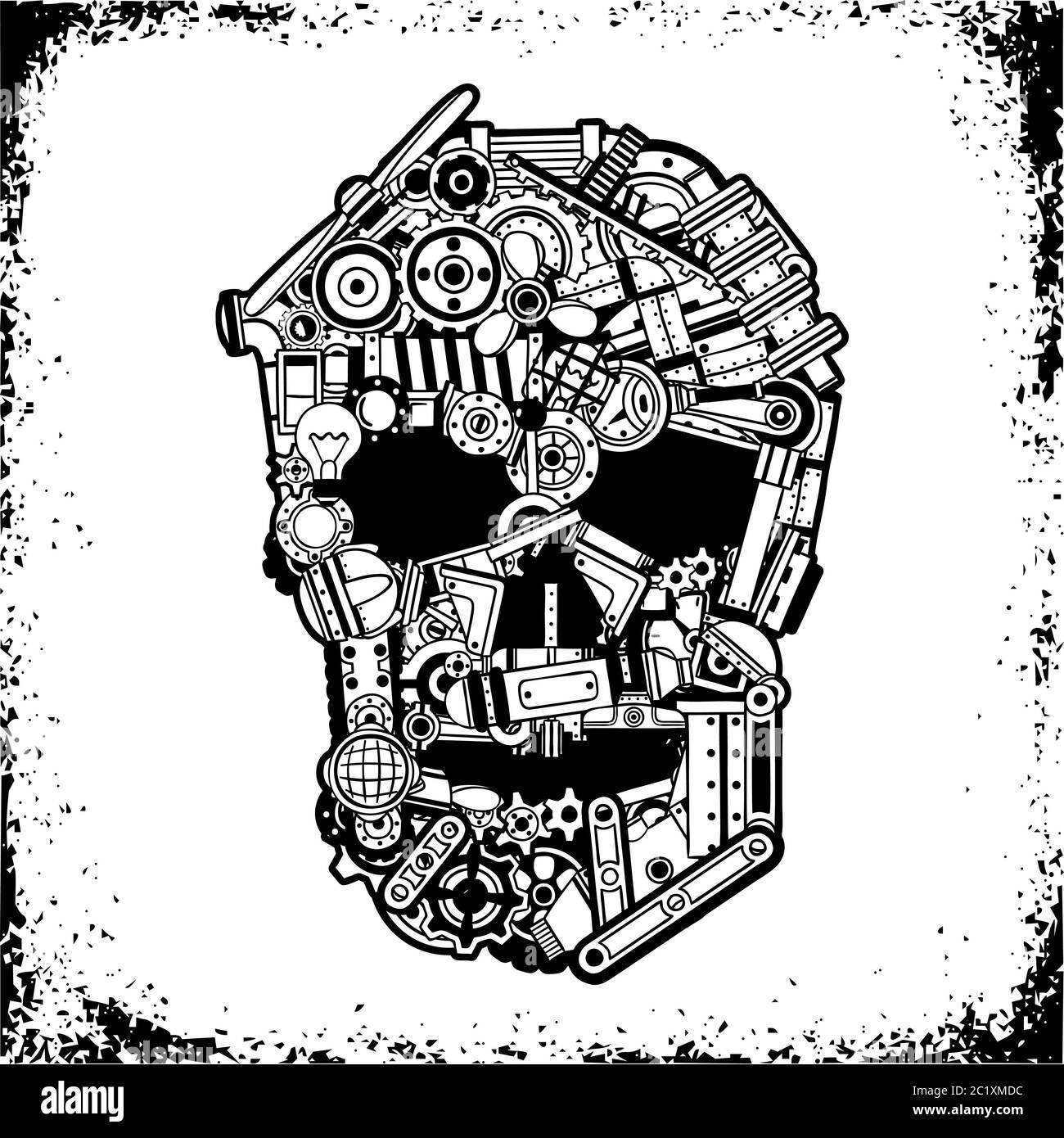 skull of mechanical parts Stock Vector