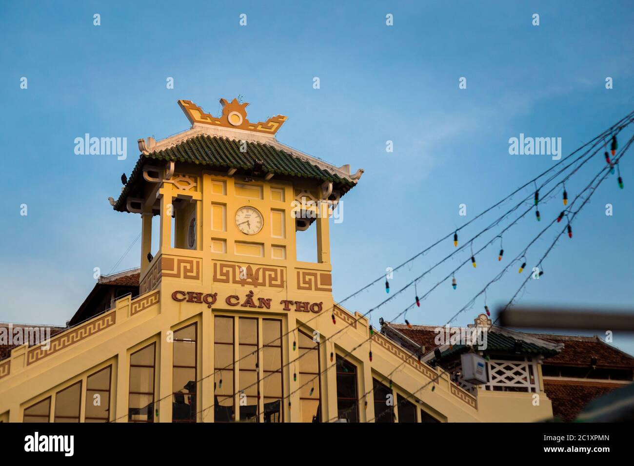 Clock tower in Can Tho, Vietnam. Local vietnamese detail Stock Photo