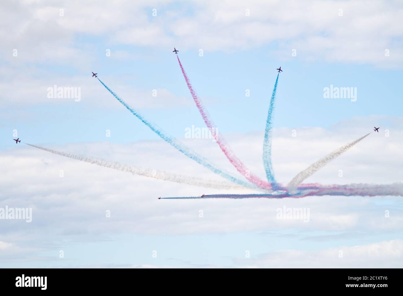 An RAF Red Arrow Display In England Stock Photo Alamy an-raf-red-arrow-display-in-england-stock-photo-alamy