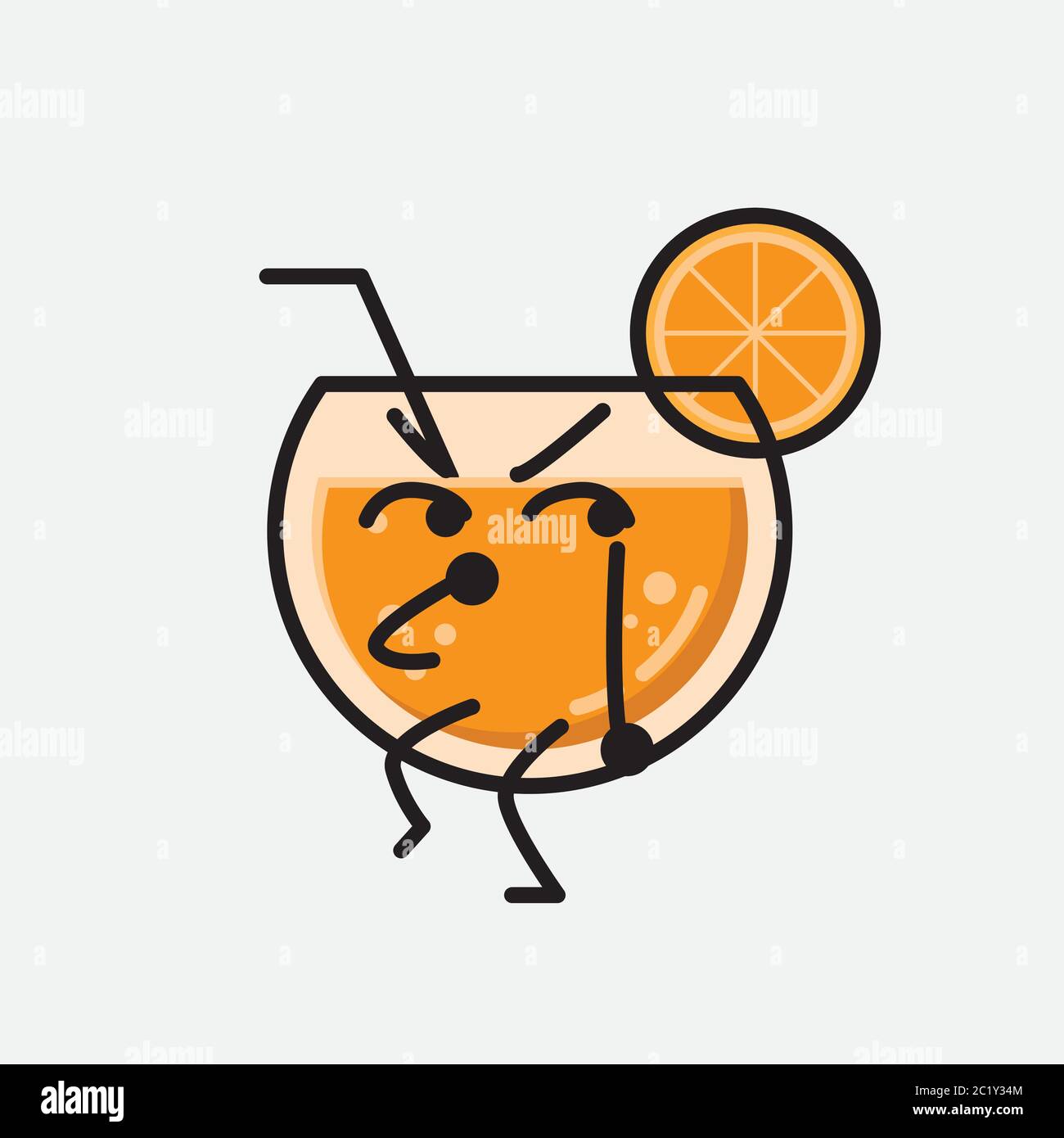 An illustration of Cute Orange Juice Mascot Vector Character in Flat Design Style Stock Vector