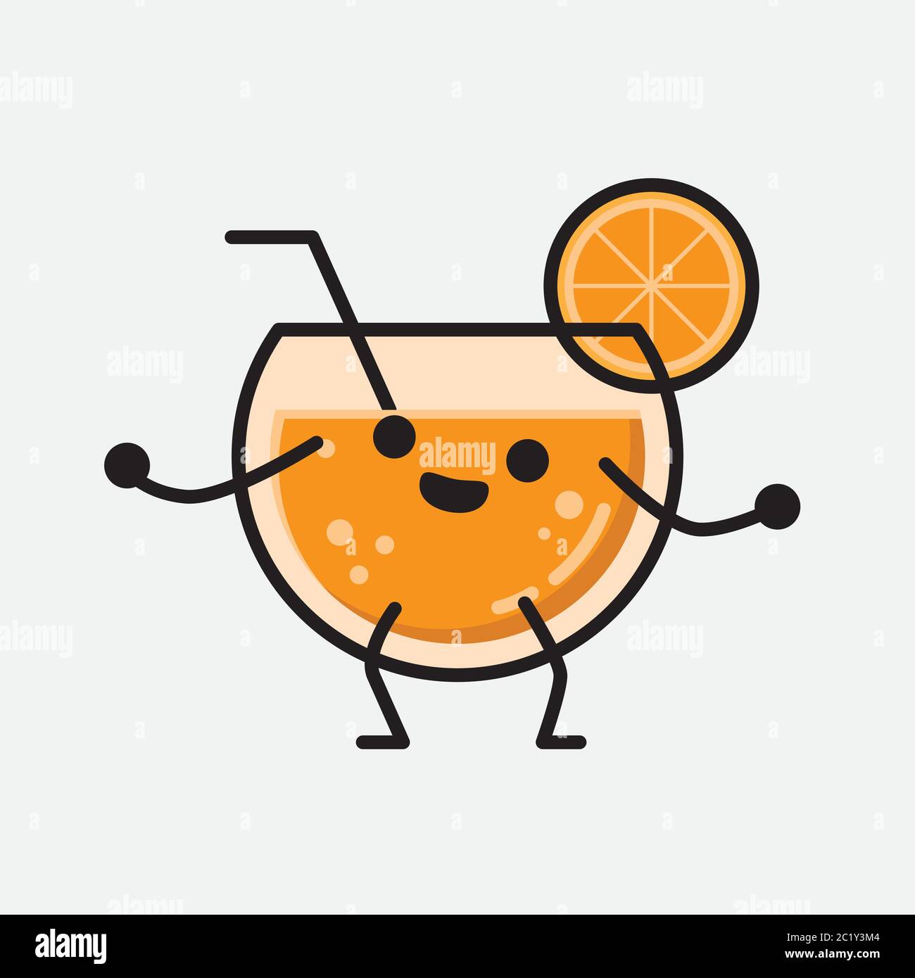 An illustration of Cute Orange Juice Mascot Vector Character in Flat Design Style Stock Vector