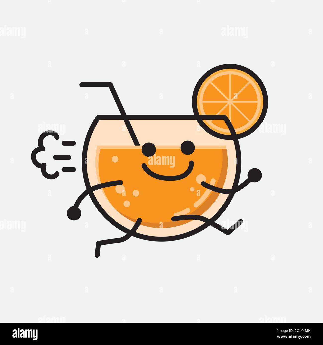 An illustration of Cute Orange Juice Mascot Vector Character in Flat Design Style Stock Vector