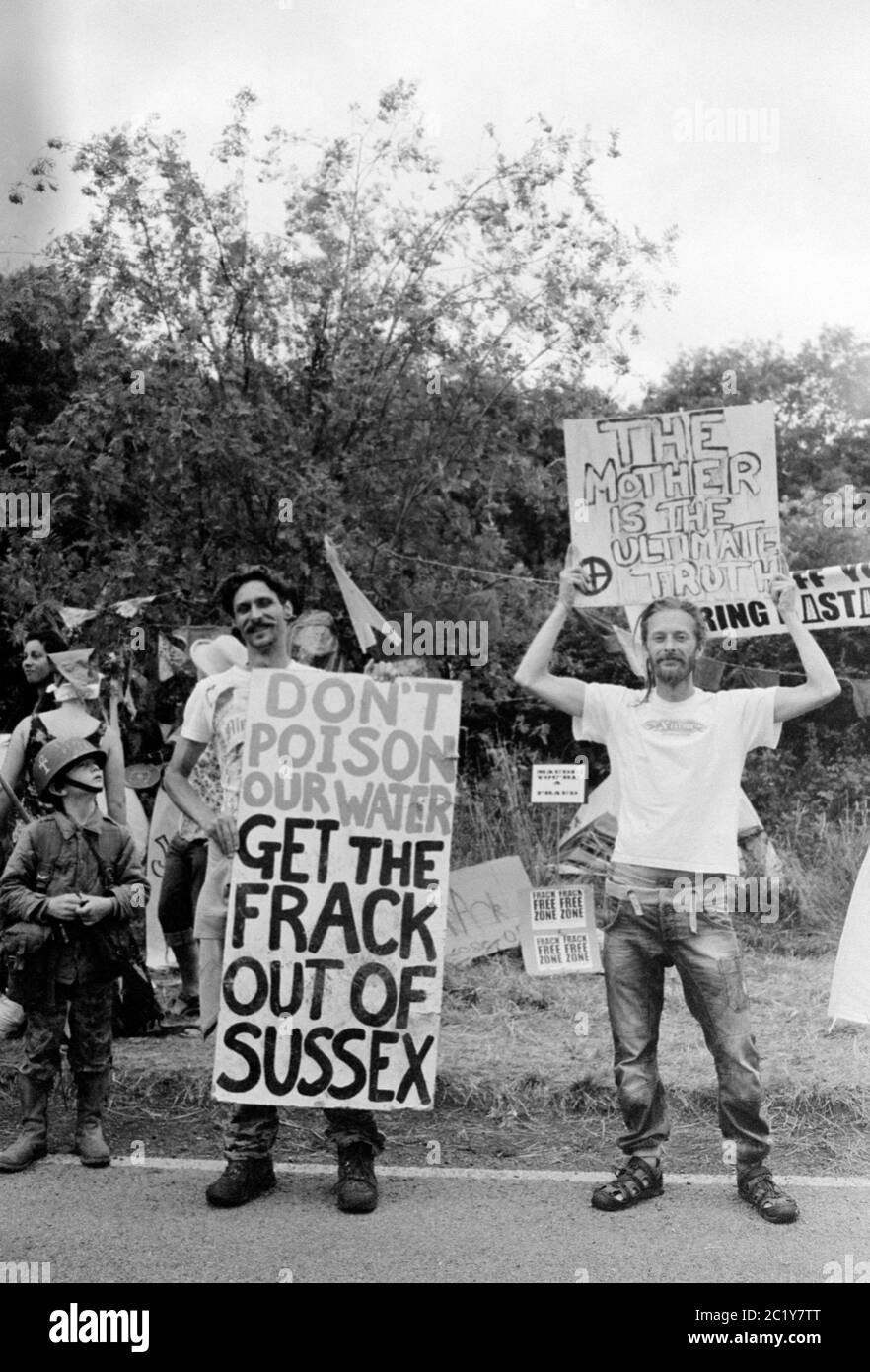 Anti-fracking protest, Balcombe, West Sussex, UK. 2013 Stock Photo