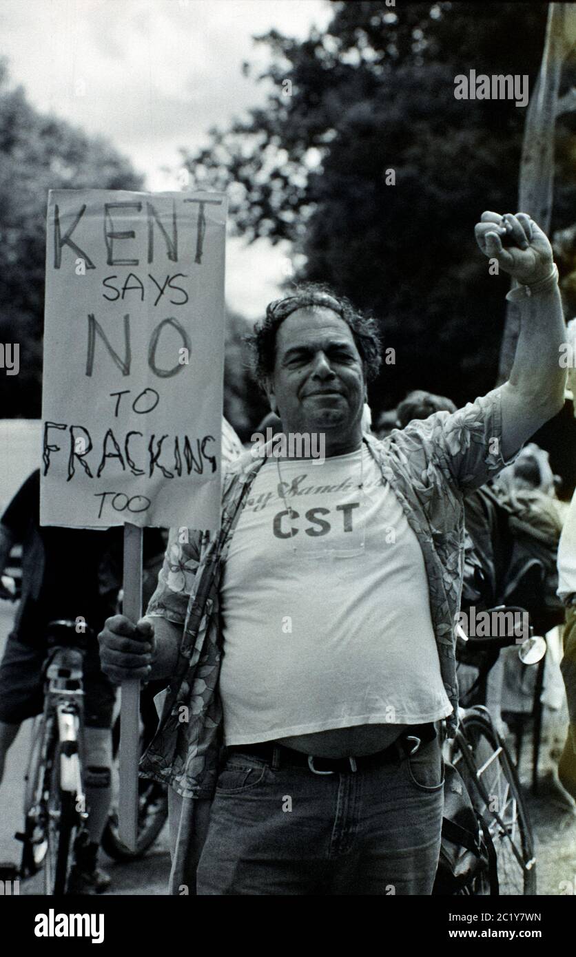 Anti-fracking protest, Balcombe, West Sussex, UK. 2013 Stock Photo