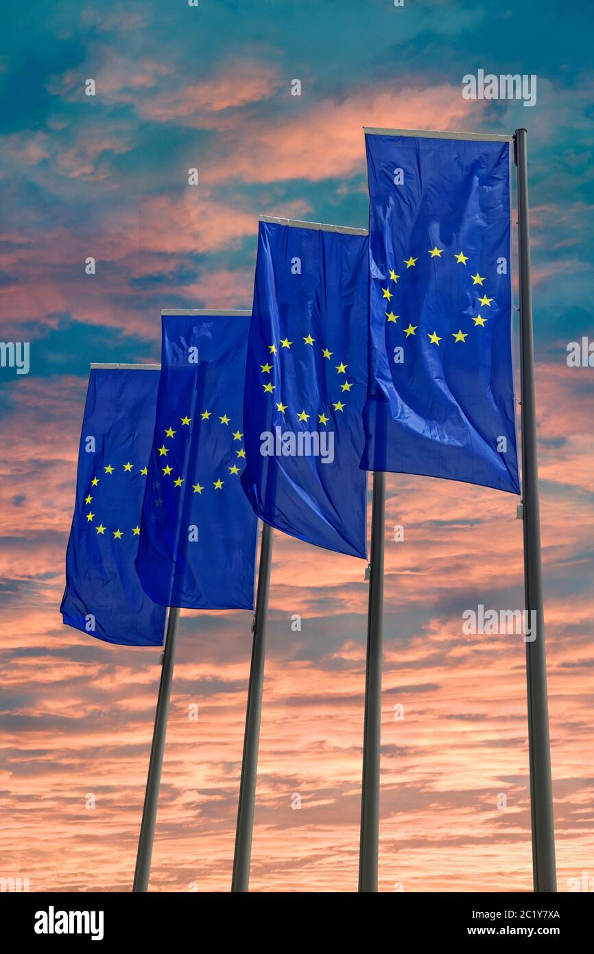 EU European Banner Flags. Stock Photo