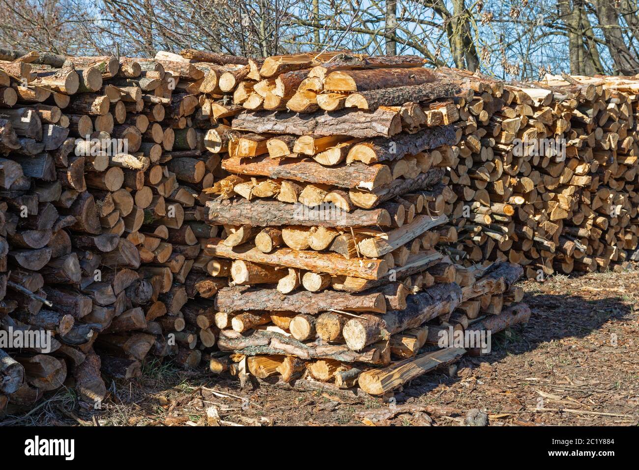 Stack logs chopped wood firewood pile hi-res stock photography and ...