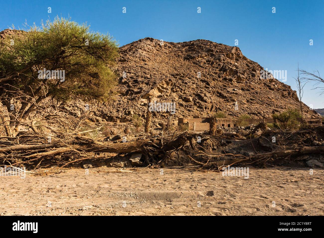 An abandoned village in Wadi Massal, Riyadh Province, Saudi Arabia Stock Photo