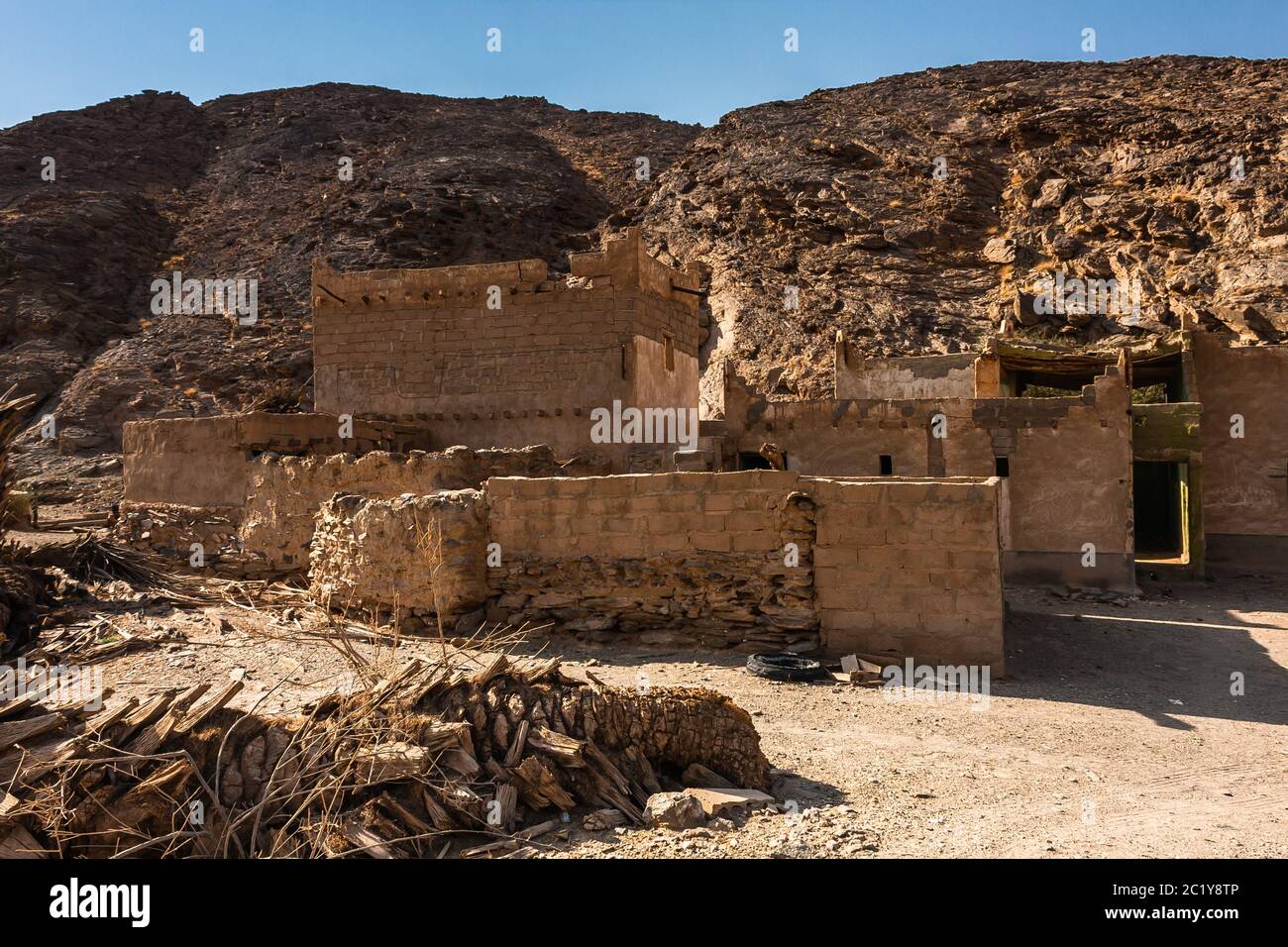 An abandoned village in Wadi Massal, Riyadh Province, Saudi Arabia Stock Photo