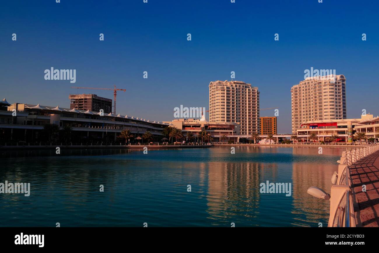 Panoramic view to Floating City district of Manama, Bahrain Stock Photo