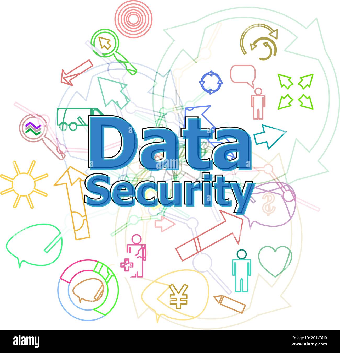 Text Data Security. Protection concept . Simple infographics thin line ...