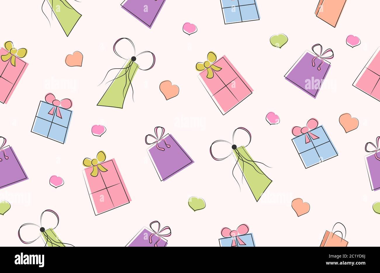 Colourful gift boxes seamless pattern with hearts. Stock vector ...