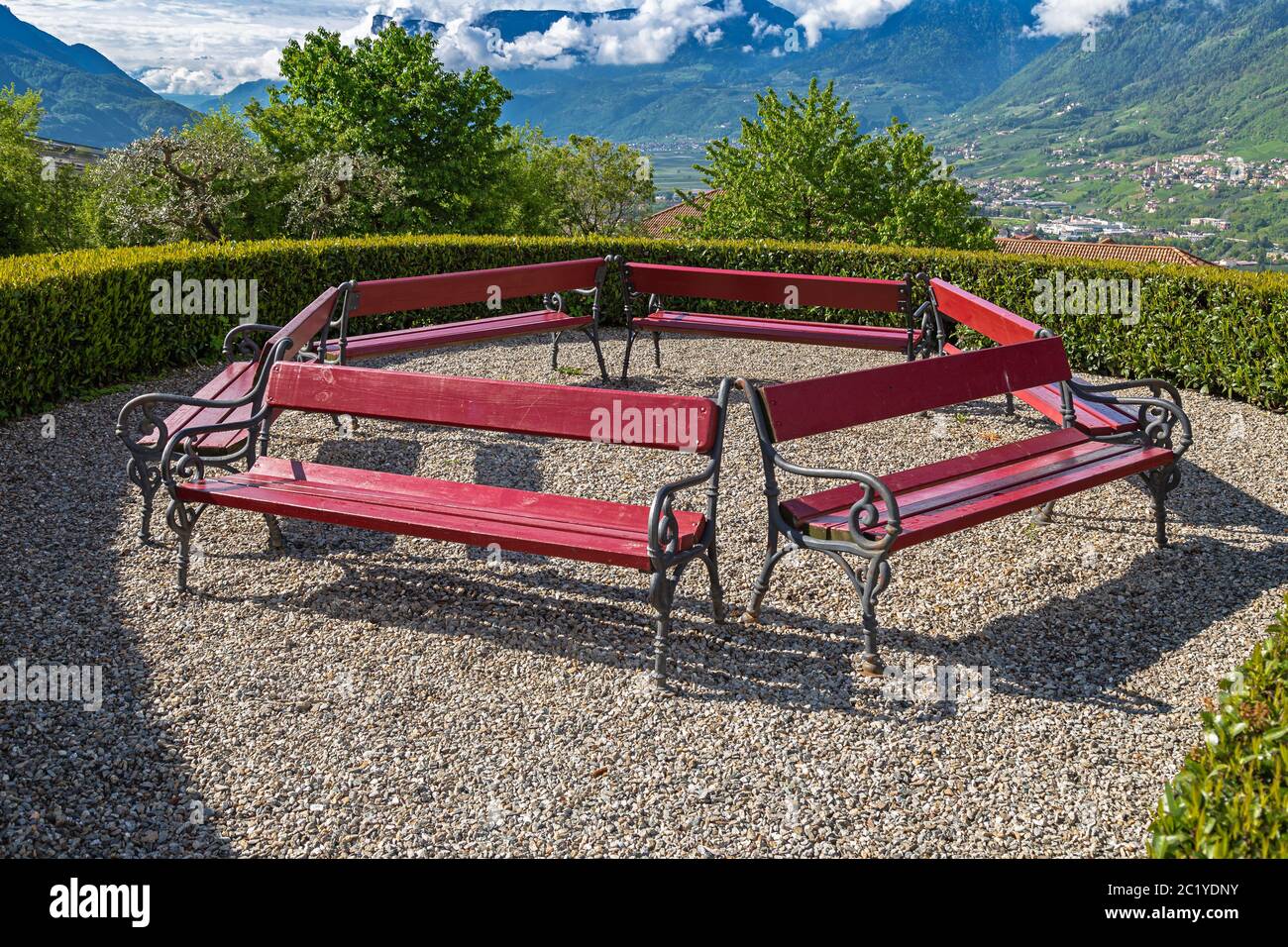 Burglehen Park in Tyrol village, South Tyrol Stock Photo