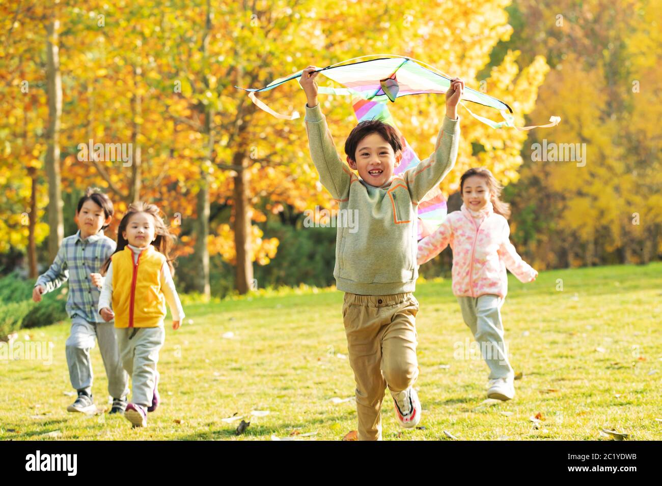 Children flying kites hi-res stock photography and images - Alamy