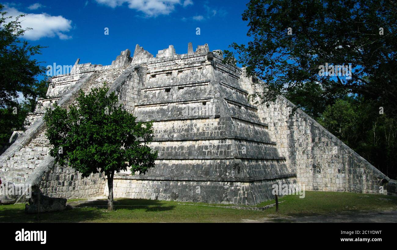 Exterior view to Templo de las Mesas aka Place of Worship at Chichen-Itza, Mexico Stock Photo