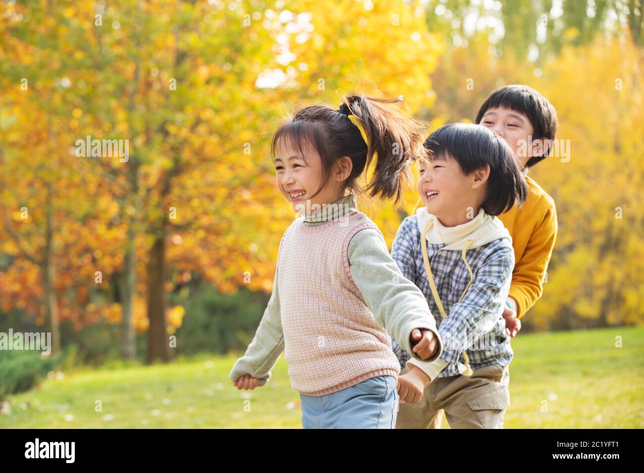Happy children playing in the park Stock Photo - Alamy