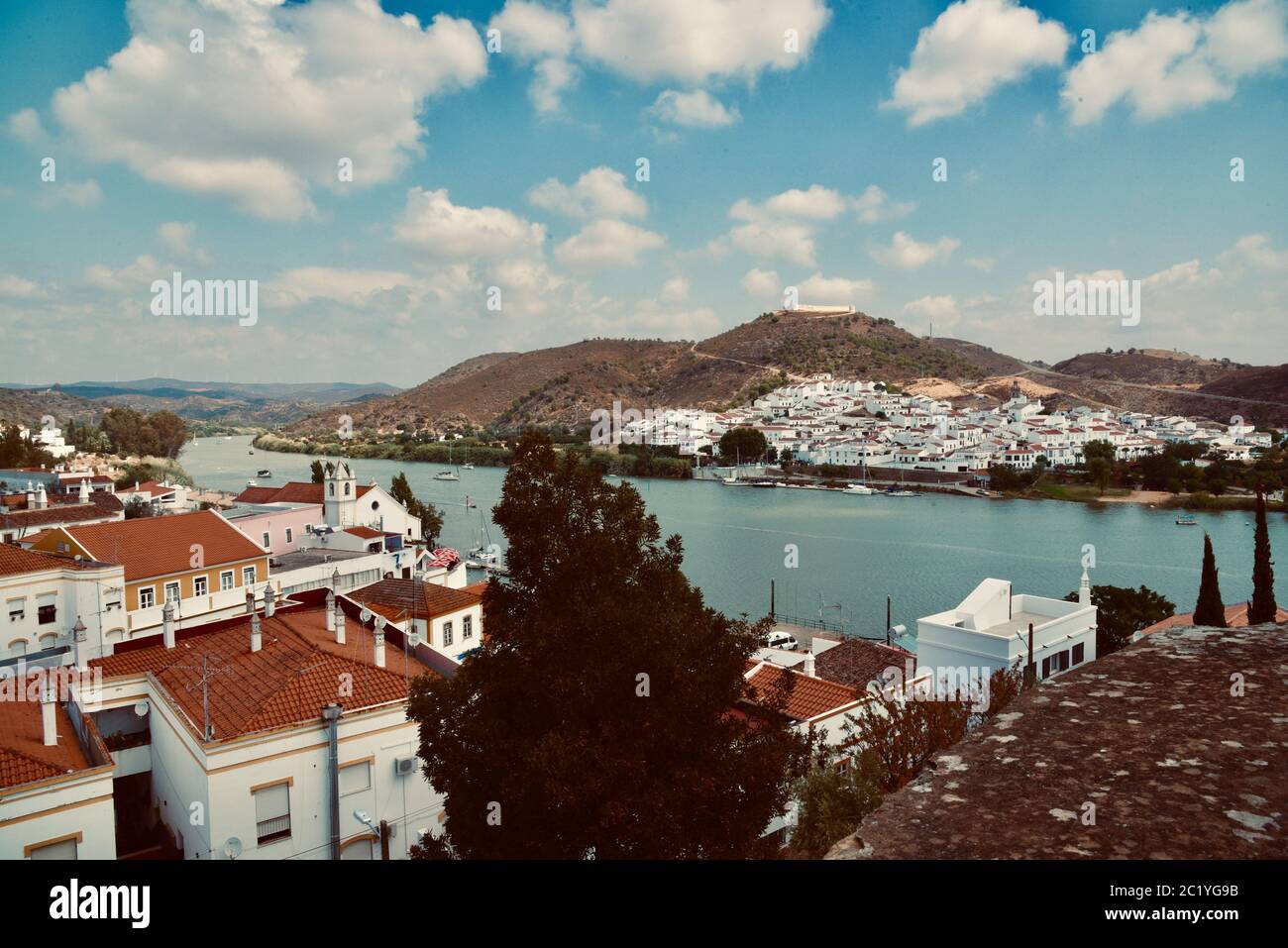 Views of San Lucar del Guadiana from Alcoutim Stock Photo