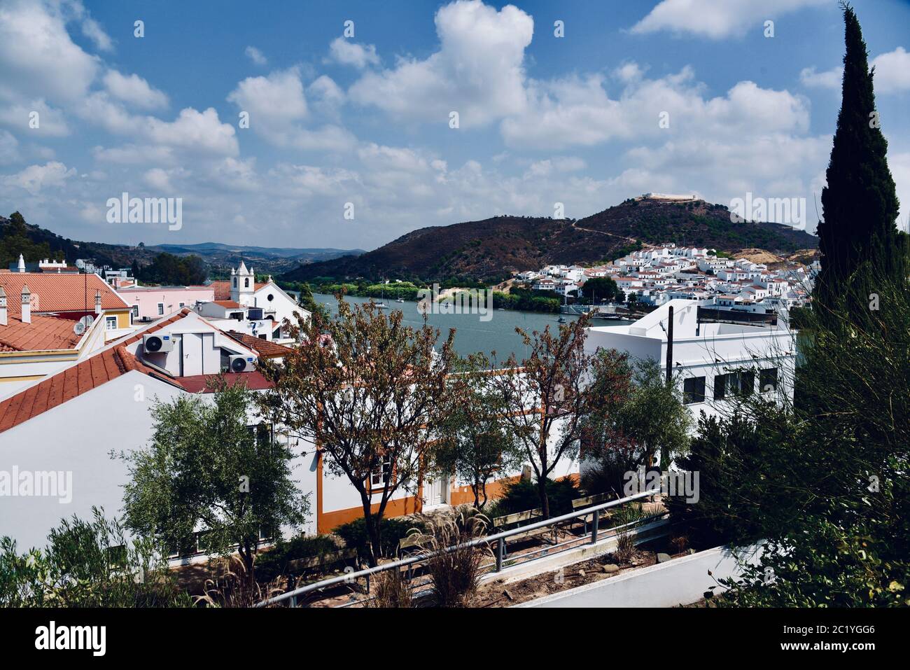 Views of San Lucar del Guadiana from Alcoutim Stock Photo