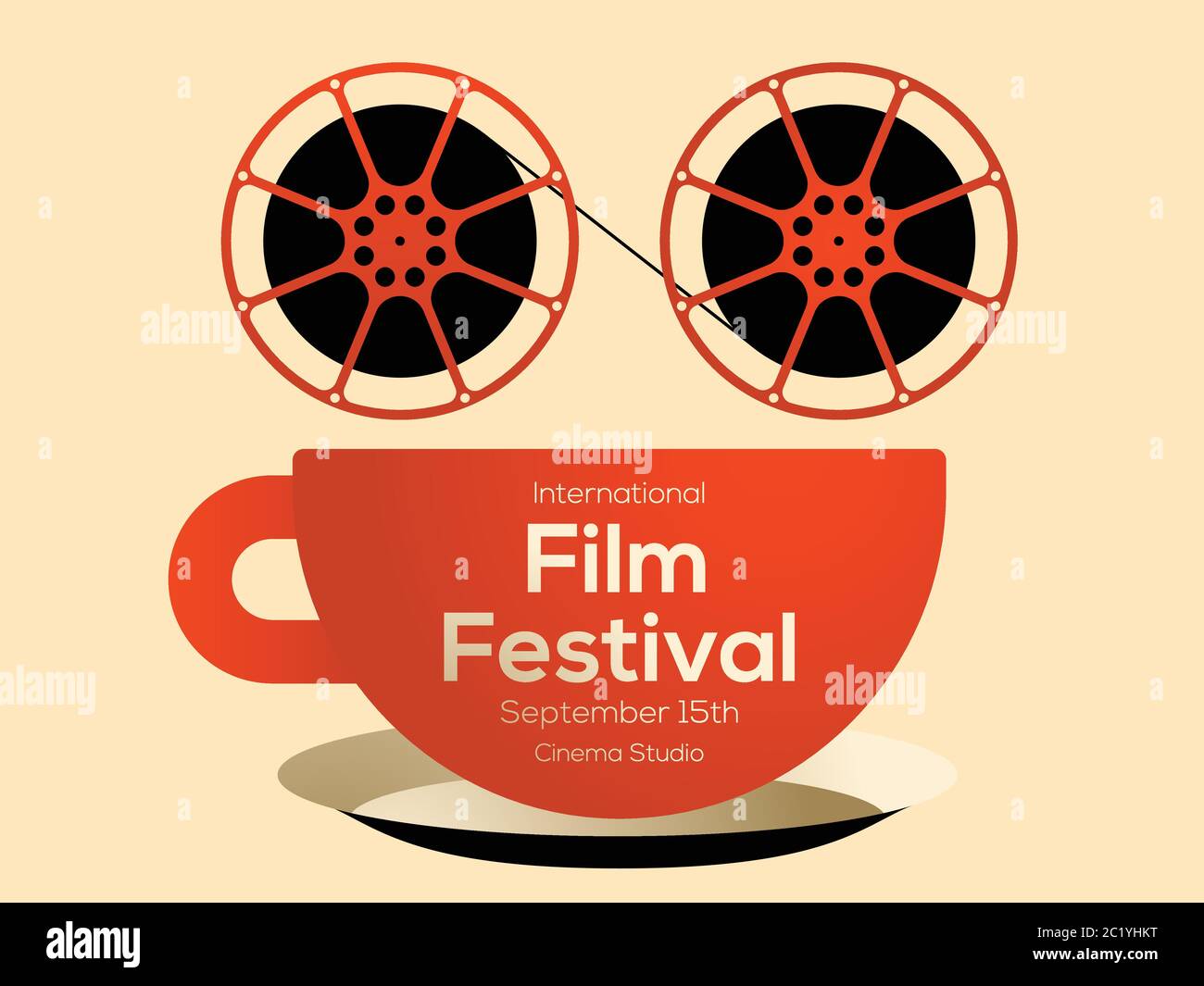 Movie and film poster design template background with film reel and coffee  cup. Applicable to backdrop, banner, brochure, leaflet, flyer, print, publi  Stock Vector Image & Art - Alamy