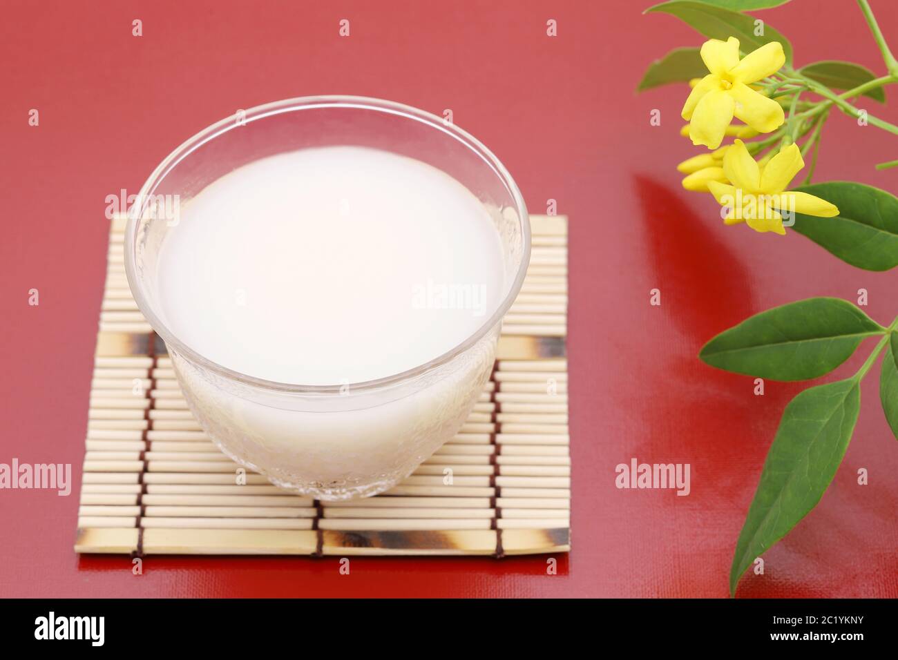 Drink of Japanese traditional sweet alcohol made from sake lees Stock