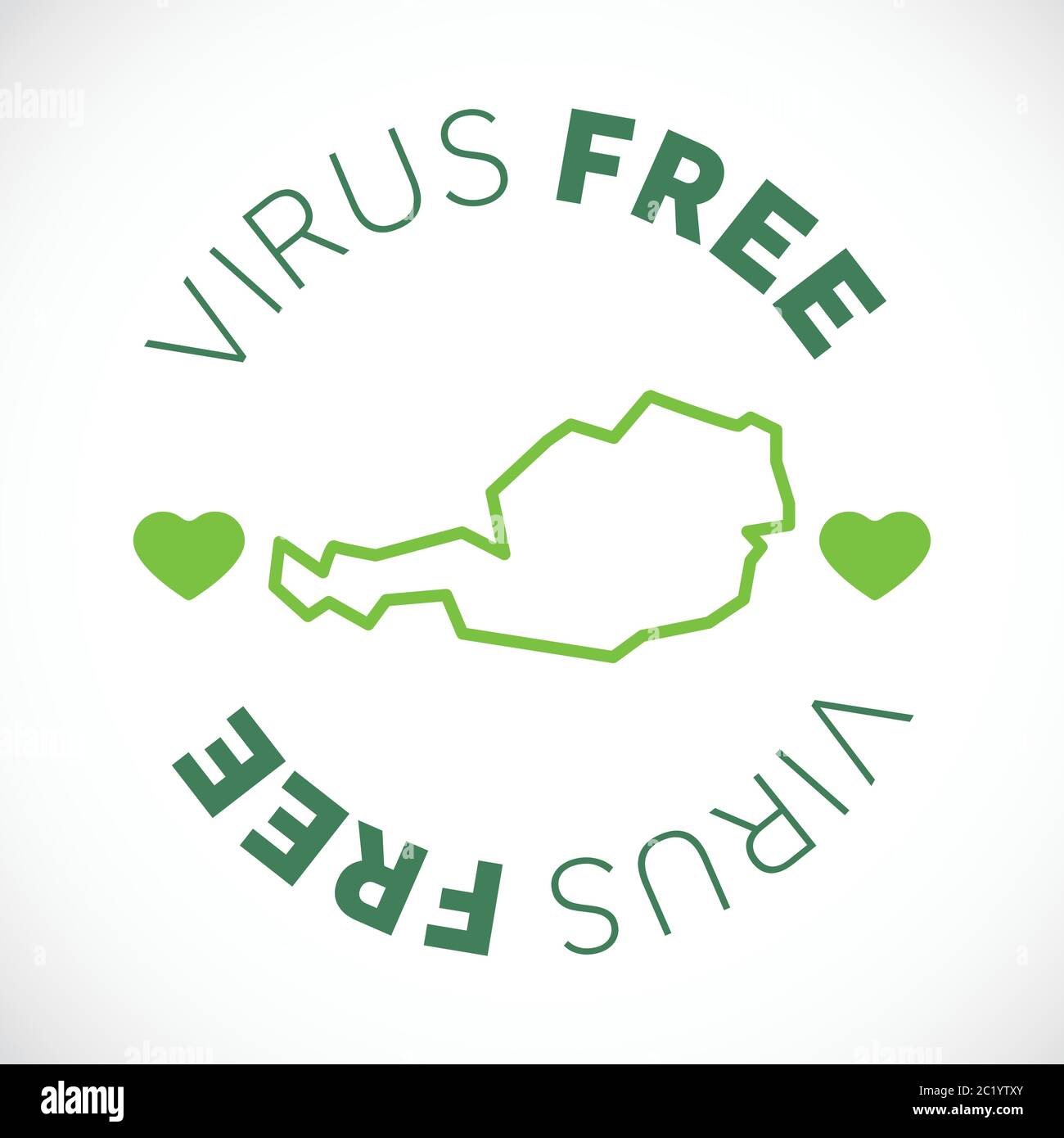 Austria map cornavirus free zone. Virus clear area. Stock Vector