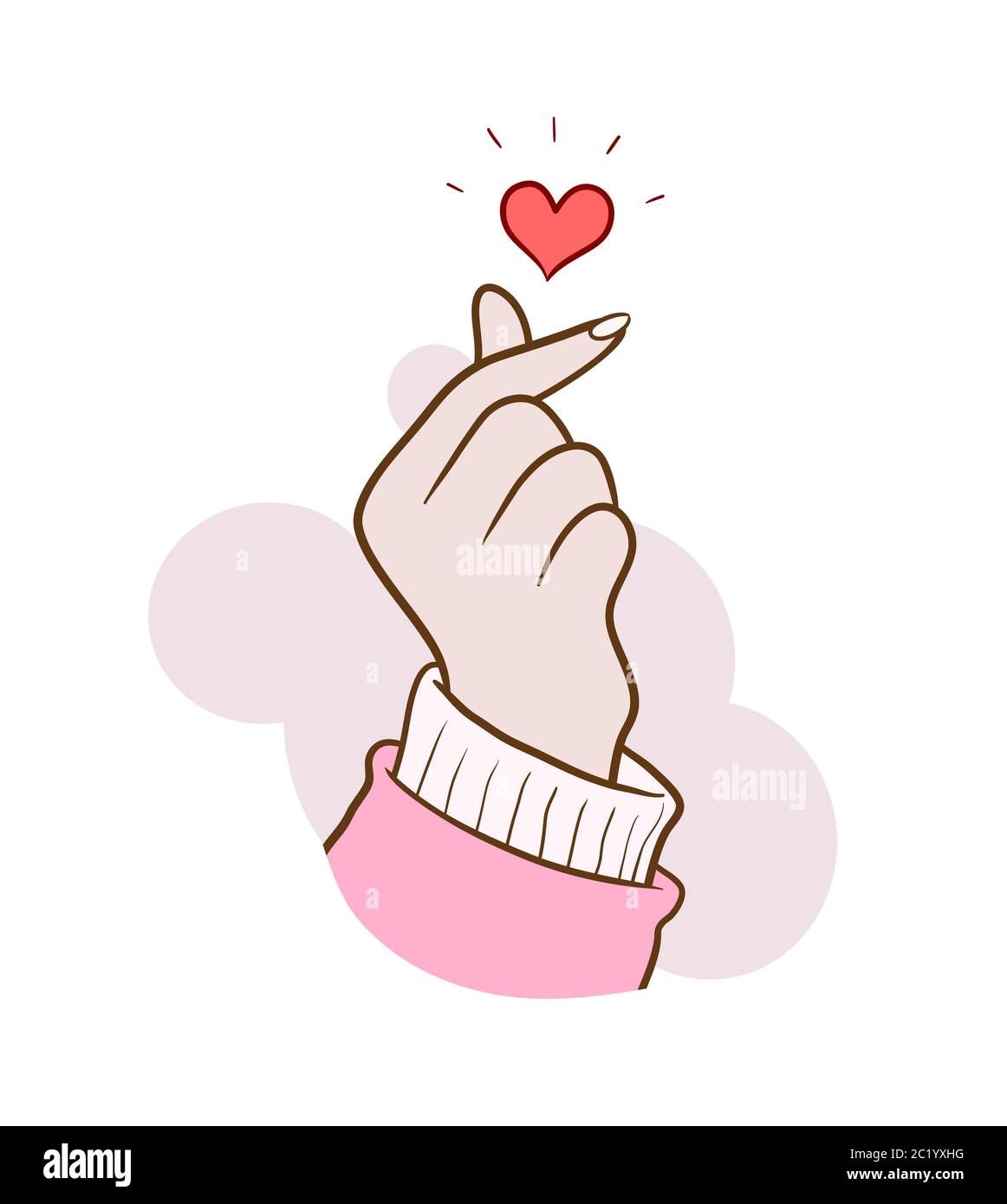 Finger Heart Korean Hand Drawn Vector Illustration Stock Vector Image Art Alamy