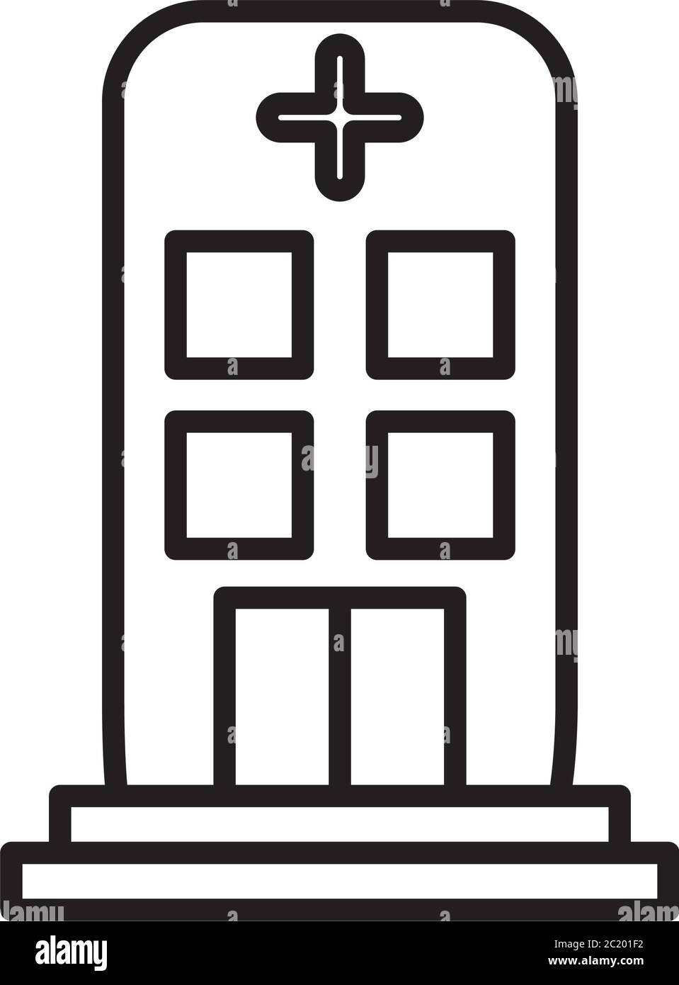 hospital building icon over white background, line style, vector ...