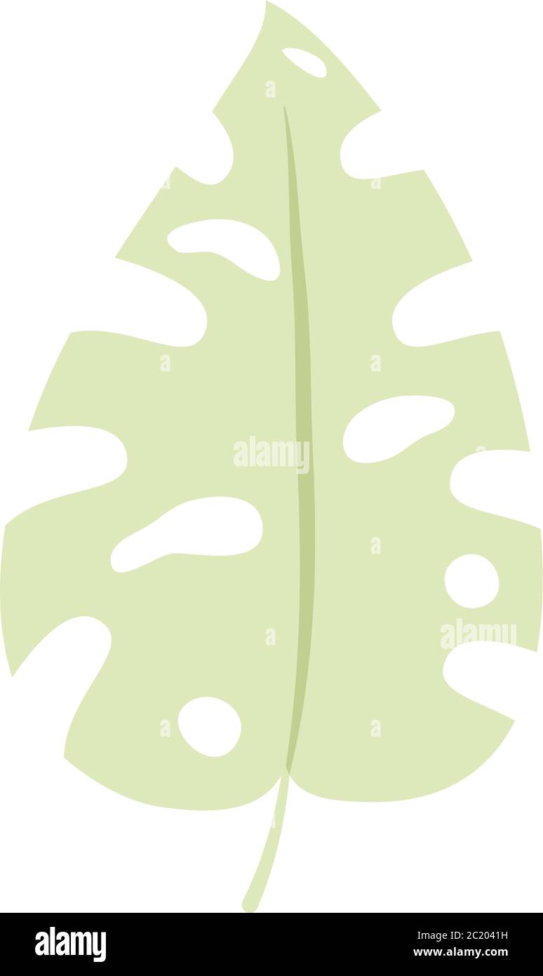 tropical leaf icon over white background, flat style, vector ...