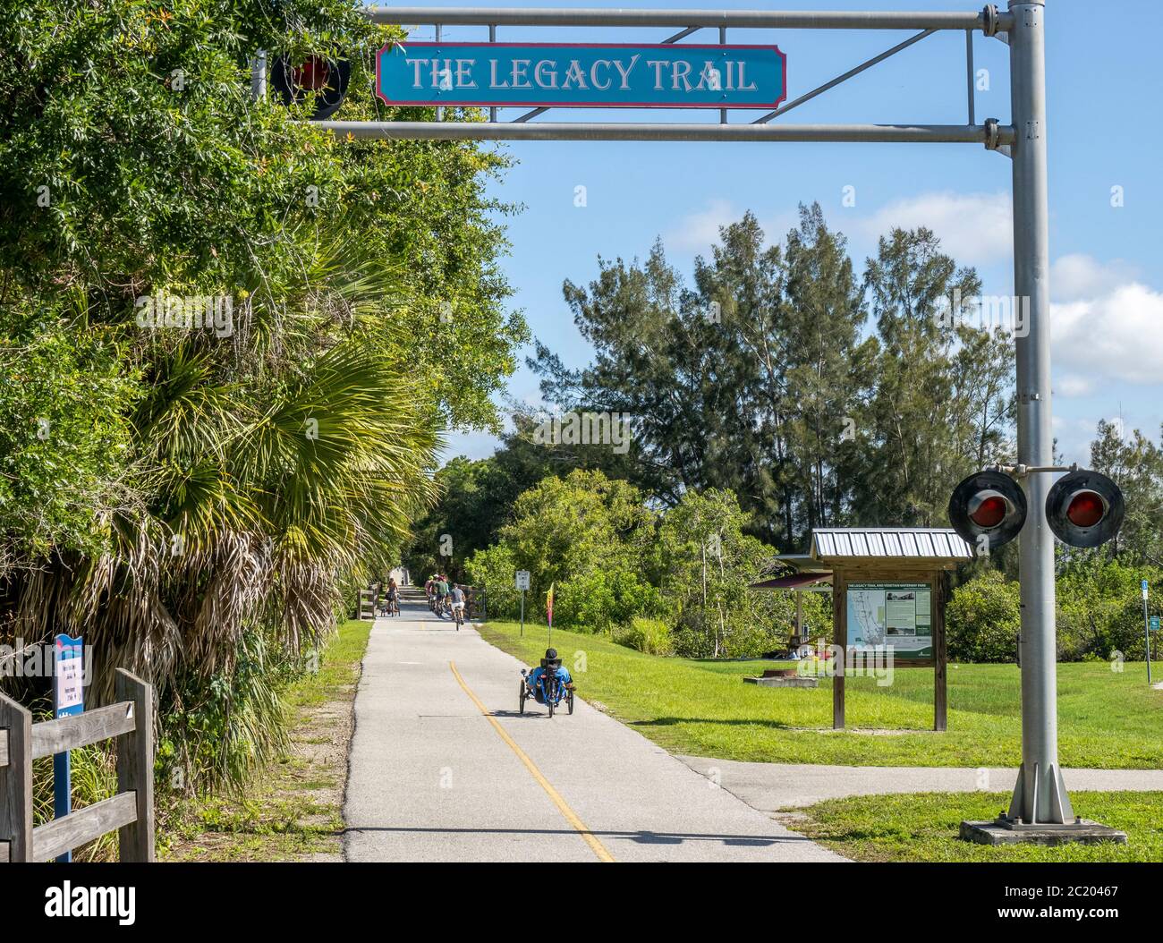 The Legacy Trail bike walking trail  in Venice Florida in the United States Stock Photo