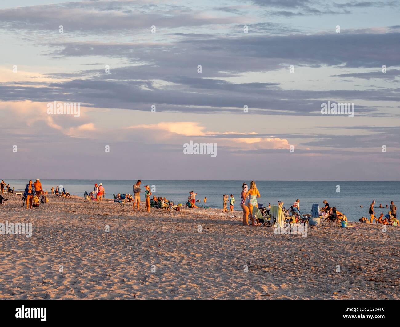 Sunset on Manasota Key Beach on Manasota key in Englewood Florida United States Stock Photo